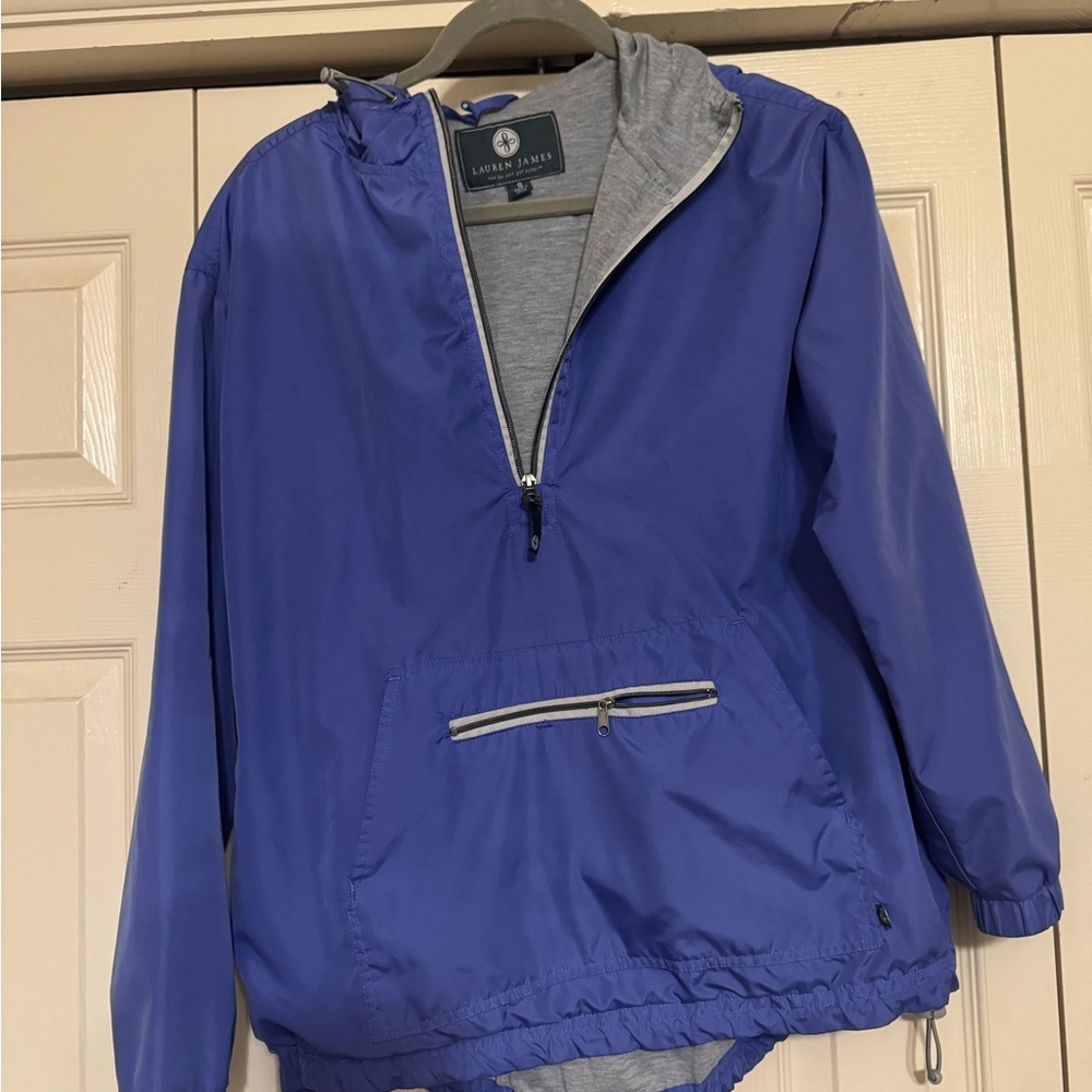Lauren James lavendar windbreaker rain jacket hood hideaway pockets sz small - Picture 2 of 6